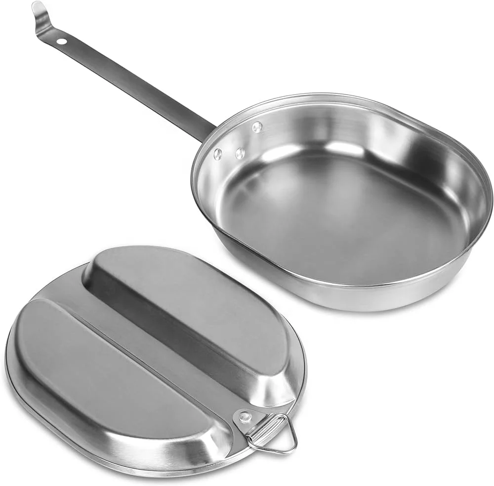 Outdoor Camping Foldable Handle Stainless Steel Mess Tins