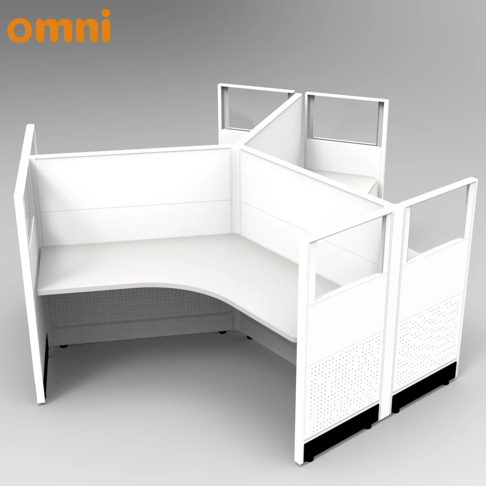 Modular Office Furniture 3 Ways 120 Degree Partitions Connection Call Centre Office Cubicles Workstations for 3 Person