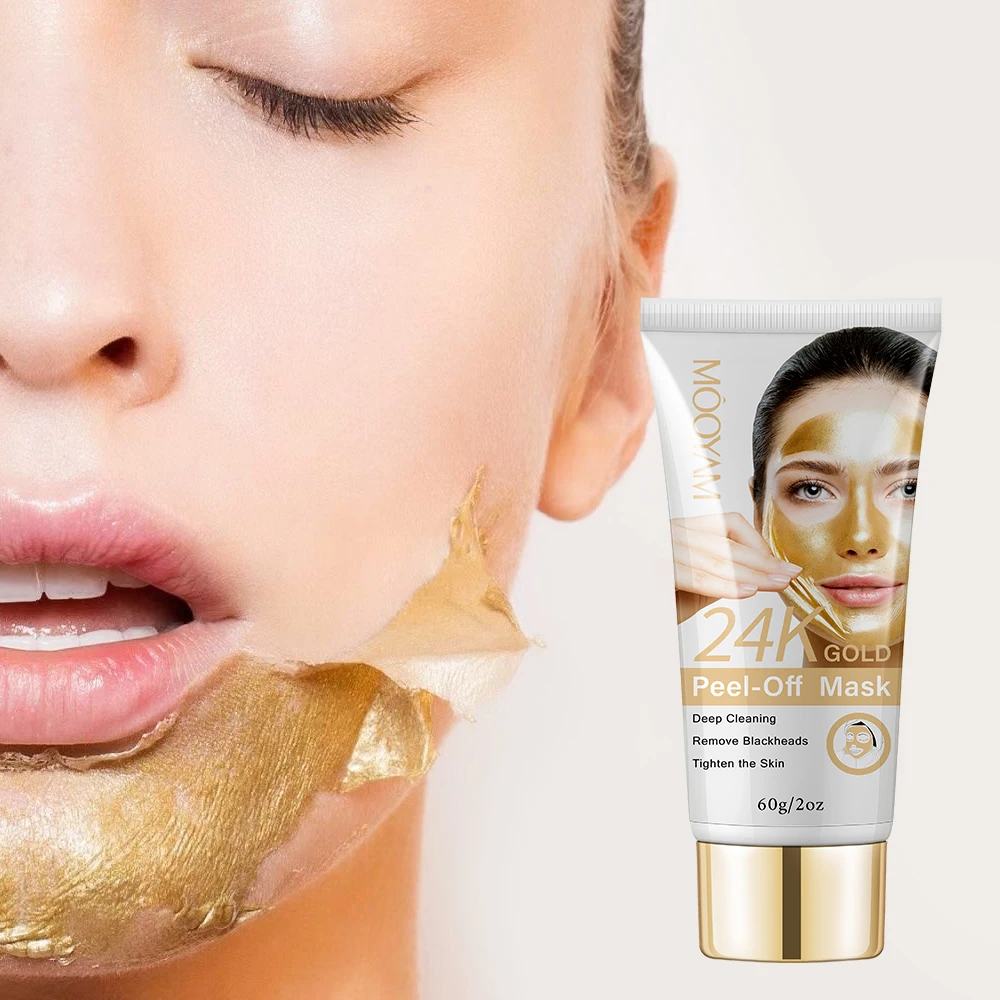 Wholesale Natural Anti Aging Whitening Organic 24k Gold Mask Collagen Peeling Peel off Clay Skin Care Gold Facial Mask