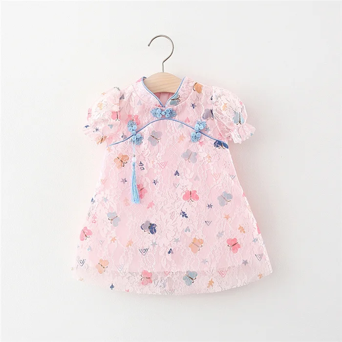 Beautiful Cartoon Butterfly Child Princess Pattern Korean Wholesale Baby Smocked Dresses