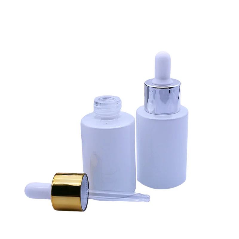 30ml pearl white spray paint glass essential oil dropper bottle cosmetic pipette bottles packaging container