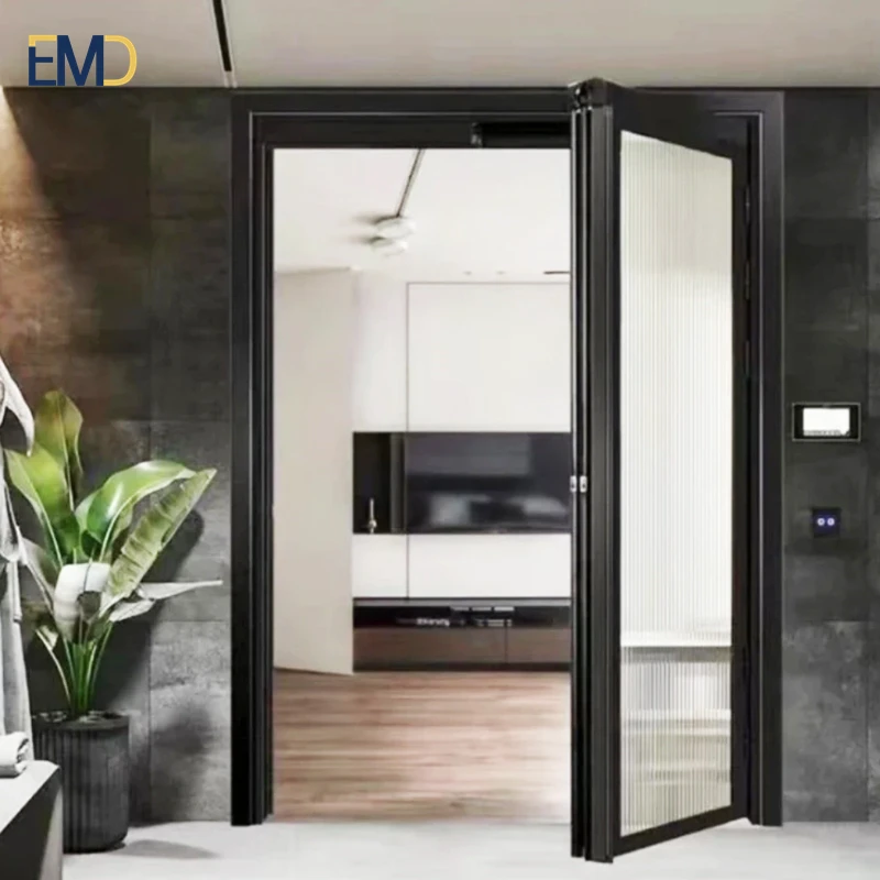 Customized balcony indoor folding Pd sliding swing double glass bathroom aluminum Pt door