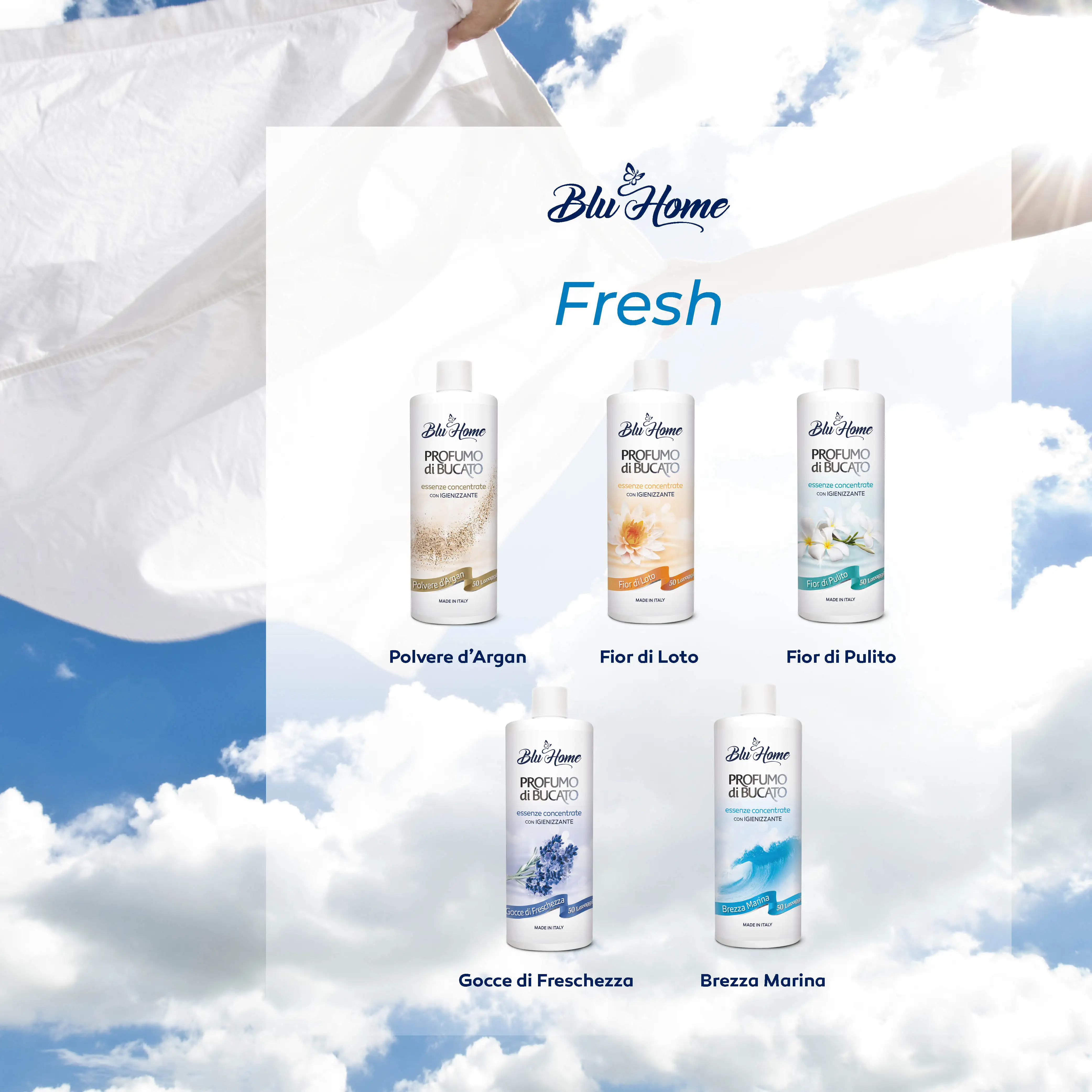 Blu Home 100ml concentrated essence Fresh Flowery White Musk Bergamot Fragrance for Laundry Fabric Softener Perfected Home Use