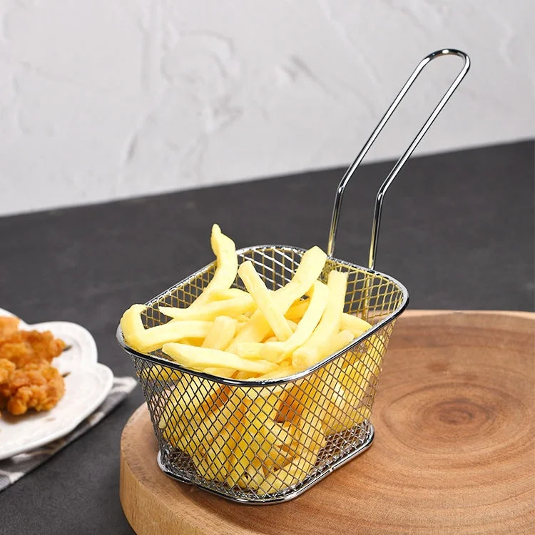 Kitchen Restaurant Party Barbecue Mini French Fries Stainless Steel Square Fried Mesh Food Filter Fryer Basket Suitable