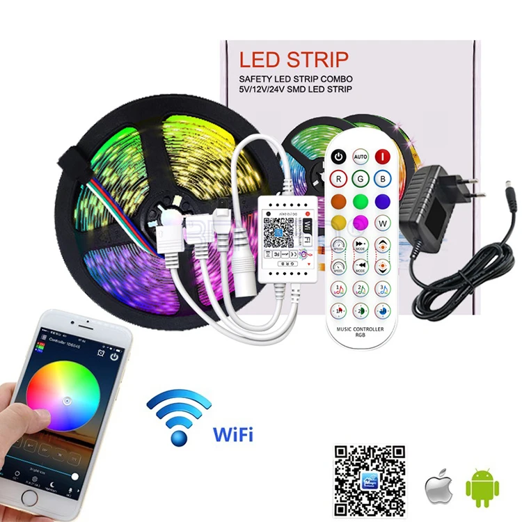 Wifi Smart Phone Controller 5050 RGB 10 Meter Per Roll Strip Kit