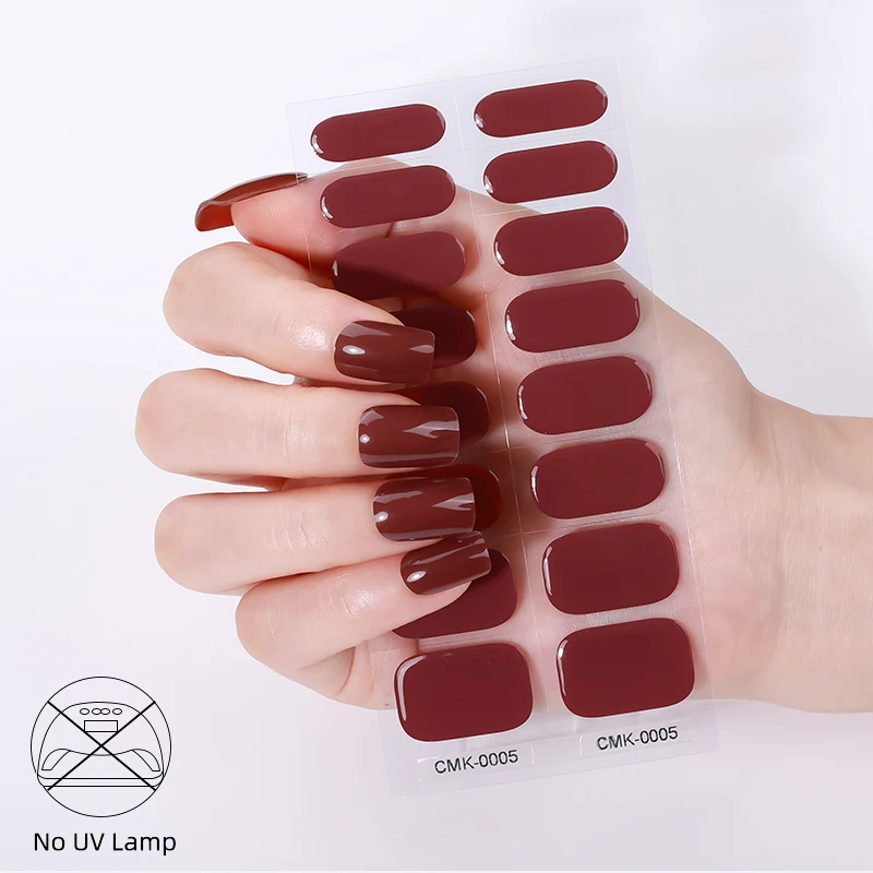 new 16 strips pure color UV lamp free real polish gel nail sticker High quality super strong gel texture
