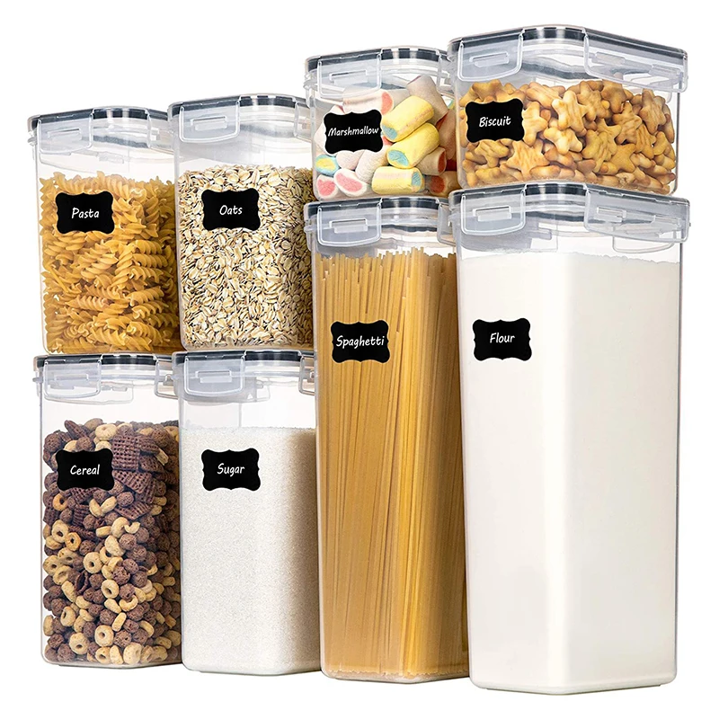 Dry Food Storage Containers Sets Airtight Plastic Cereal Container Box For Pantry & kitchen Organizer