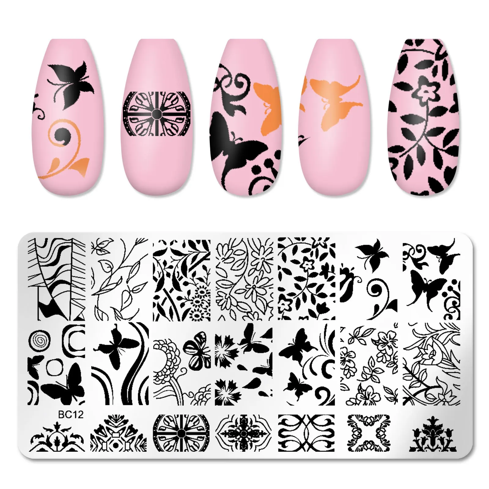 2024 Nail Art Stamping Plate French Line Stripe Graffiti Print Nail Stencils Stainless Steel Nail Image Stamping Plates