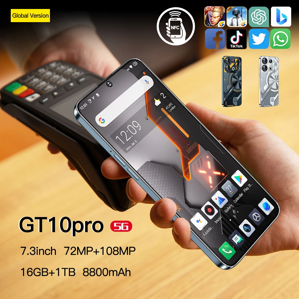 Cellphone Original GT10pro 16GB 1TB 5G Smartphone 7inch Unlocked Dual Card 5G Phones Android 13 0 Mobile Phones