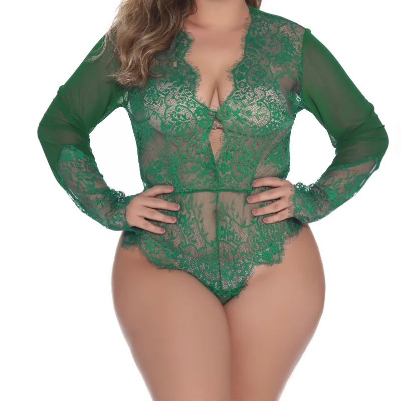 Wholesale Mature Sexy Fat Women Erotic Seductive Hollow Out  Bandage Plus Size Sexy One Piece Teddy Lingerie
