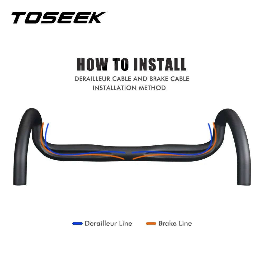 TOSEEK Road Bicycle Carbon Handlebar Reduce Resistance Bent Bar Strengthen Bike Parts 400/420/440mm External Routing Black Matte