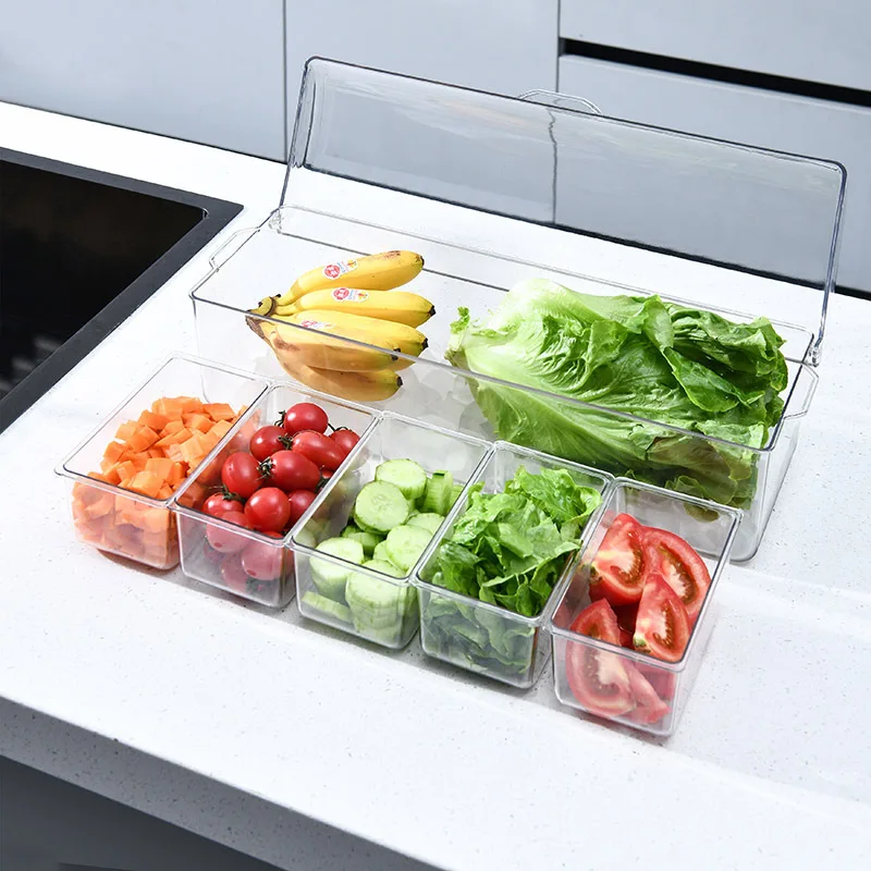 Хит продаж контейнер для салата миска кухни коробка закусок 5 отделений фруктов хранения еды разделенный лоток с крышкой