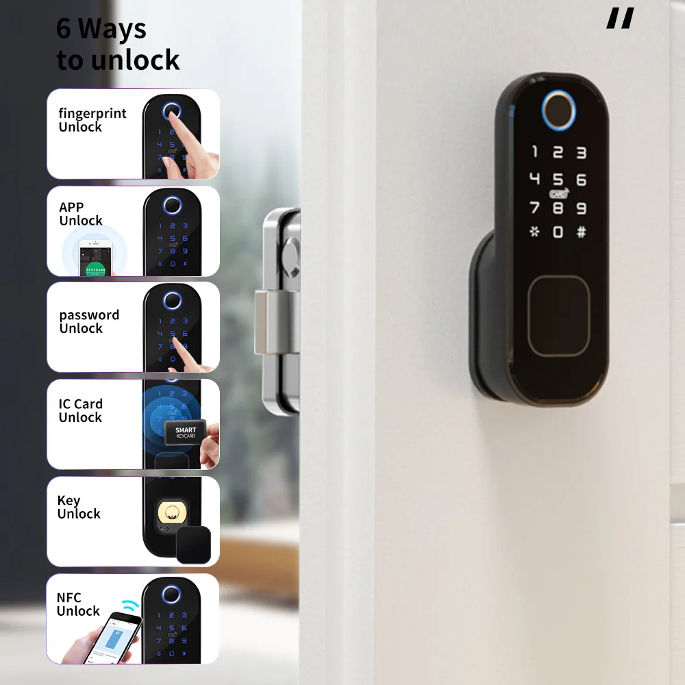 Eseye high quality Smart Digital Electronic Security Door Lock with Biometric Fingerprint Door Locks Handles Key Card