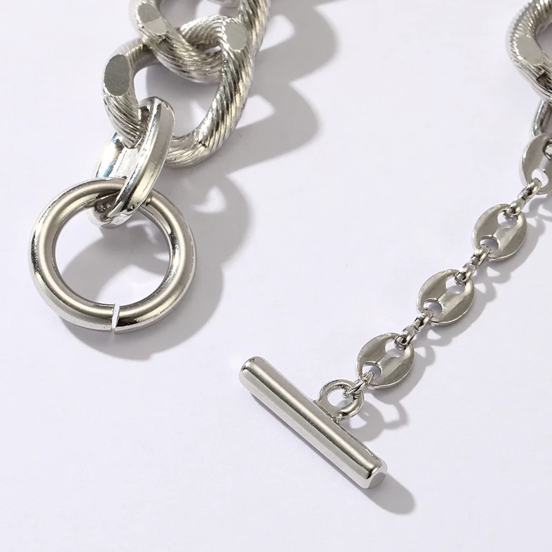 KJ fashion women coarse gold chain bracelet copper accessories coarse Cuban chain stacking bracelet jewelry