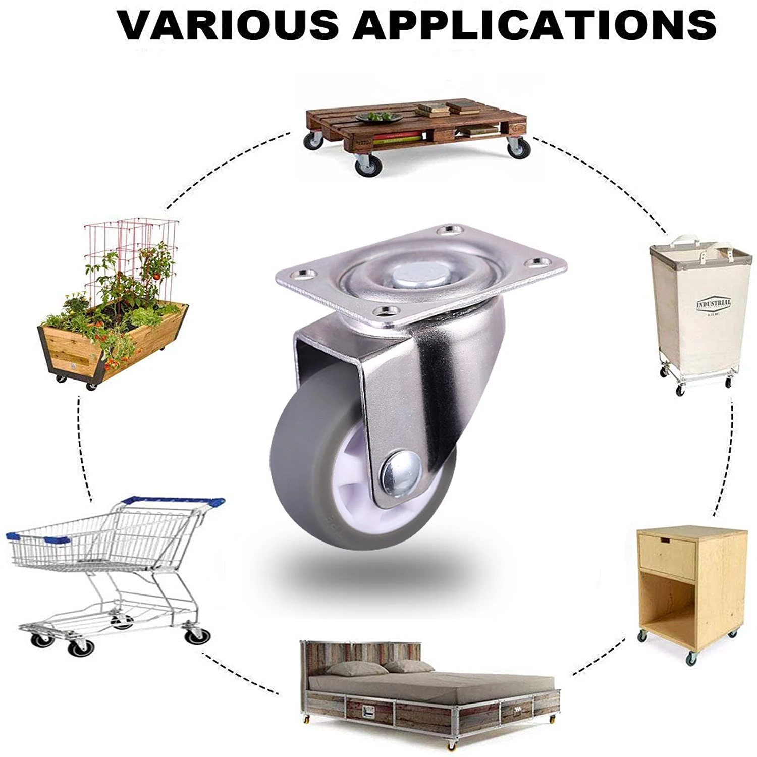 Ролики для мебели, поворотные Тормозные колеса из ТПЭ, 12 кг, 25 мм, 1 дюйм