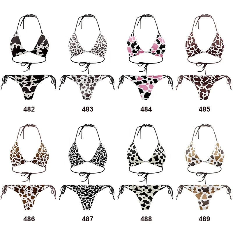 High Quality Customized New Two Piece Cow Printed Bikini Sexy Bikini Swimwear Wholesale Printed Ladies Bikini