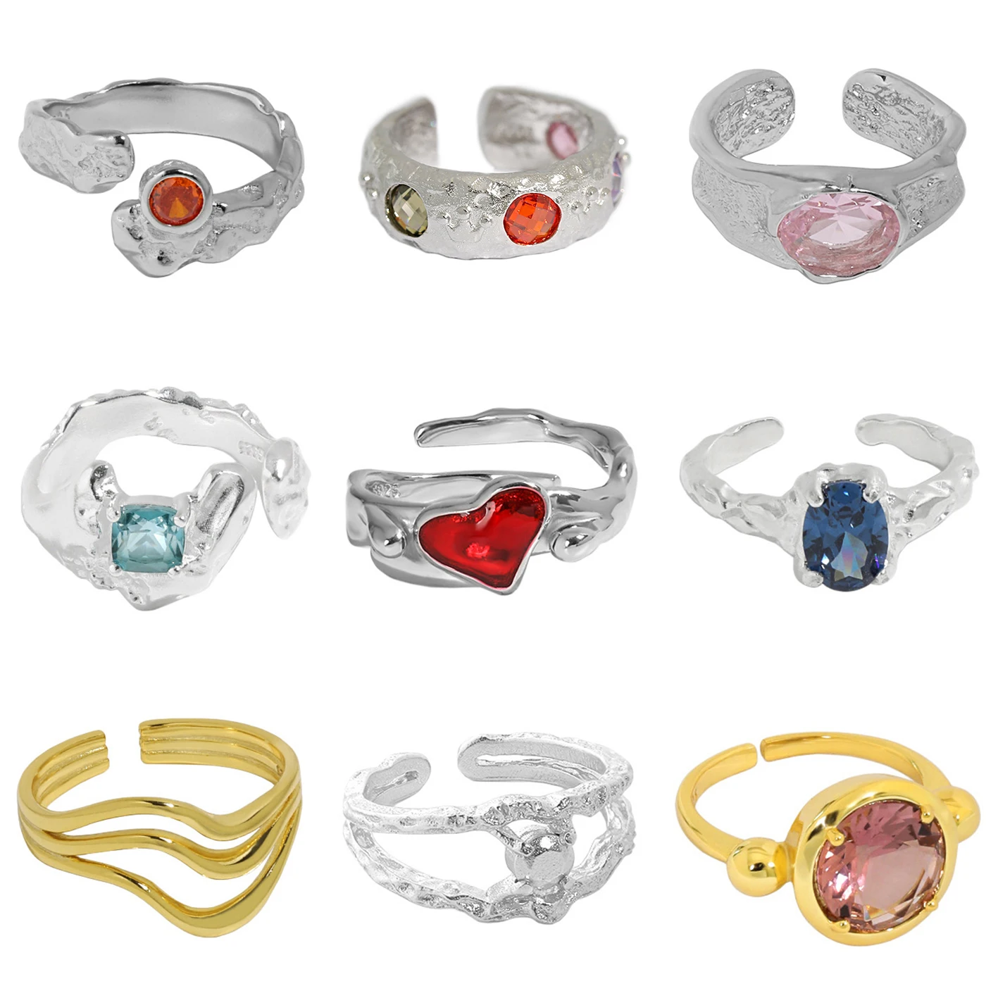 Luxury Silver Rings 925 Rhodium Women Jewelry Baguette Cut Zircon Diamond Rings 925 Sterling Silver Wedding Rings