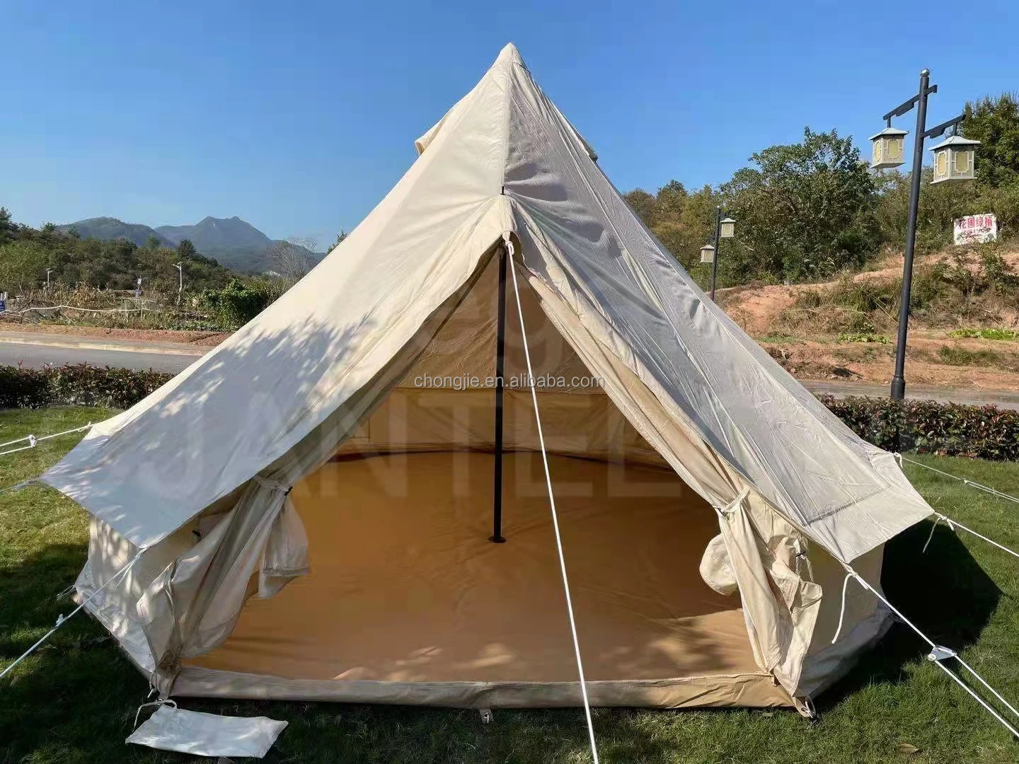 Glamping Outdoor 4 Season Large Cotton Tent Camping Hiking Products Canvas Bell Tent