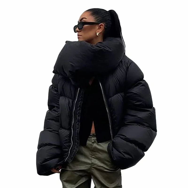 Womens Winter Clothing 2022 Zipper Puffer Coat Fashion Down Jacket For Women Thick Warm Bubble Coat With Bib