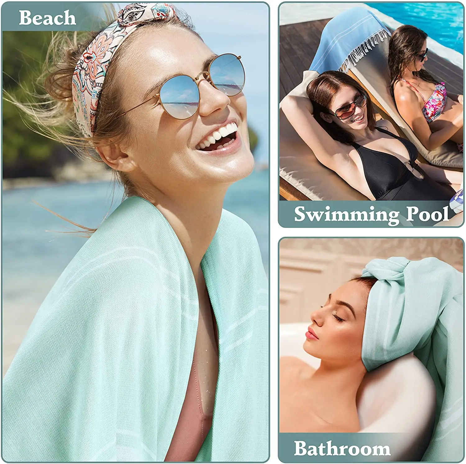 China factory new design breathable fast drying 100% cotton Turkey sand free beach towel