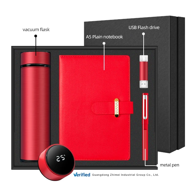 Custom logo Business anniversary Gift Promotional bottle pen notebook flash drive Corporate luxury Gift set