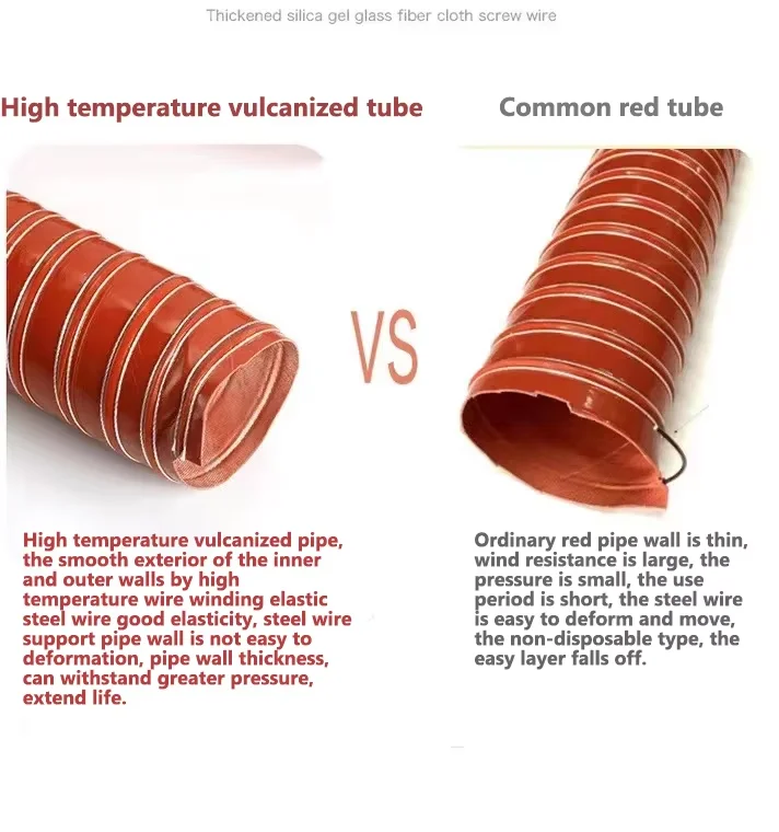 High-Temperature Silicone Air Duct Hose 1-2 Ply Red Black High-Performance Flexible Ventilation Silicone Tube HVAC Systems