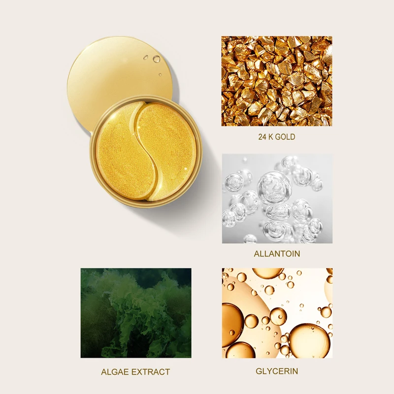 Wholesale KOEC 24K Gold Eye Patch Silicon 60pcs Wholesale Mask for Puffy Eye and Dark Circle Nourish Moisturizing Under Eye Mask