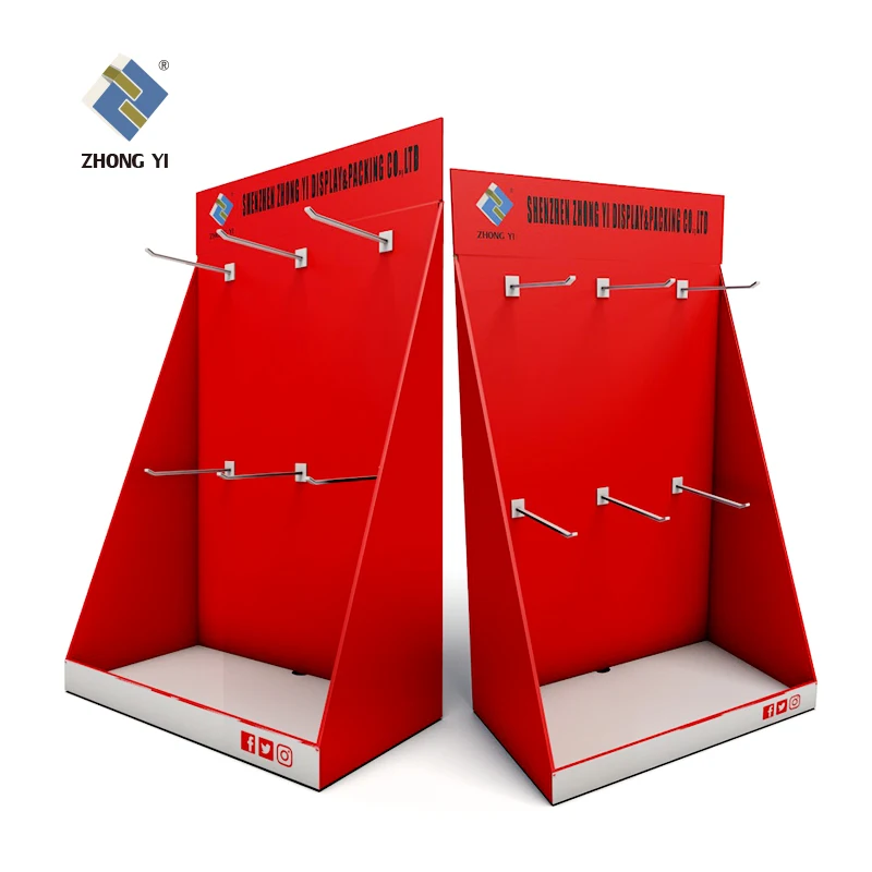 3 Sides Rotating Cardboard Peg Pop Displays , Cardboard Counter Hook Display Stand , Hanger Display Rack PDQ for 3d mink eyelash