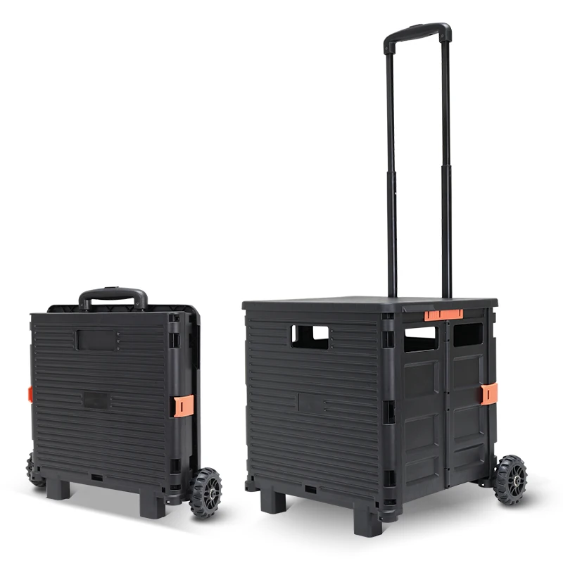 Baoyu Factory Direct Sale High Quality Plastic Folding Shopping Trolley Utility Cart with Climbing Stairs Wheels