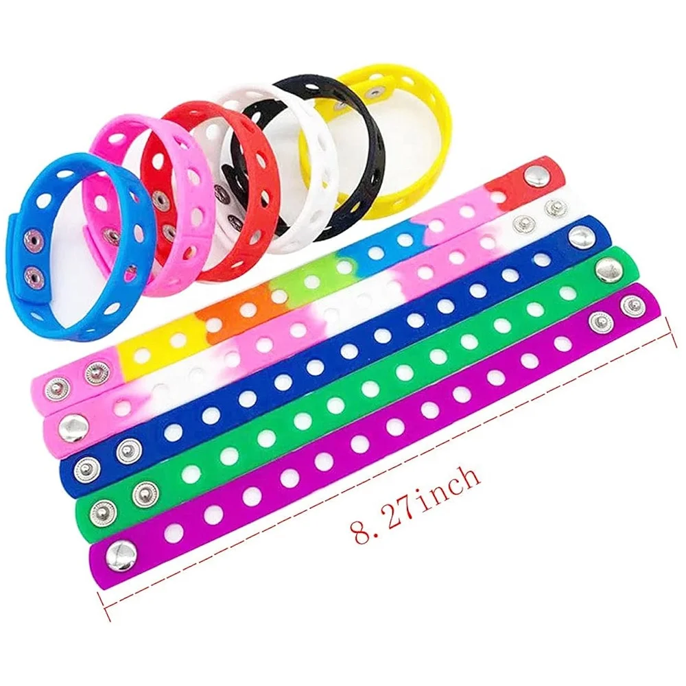 2024 Promotion Gift Rubber Colorful Wristband bracelet for shoe charms children adjustable silicone charm bracelet
