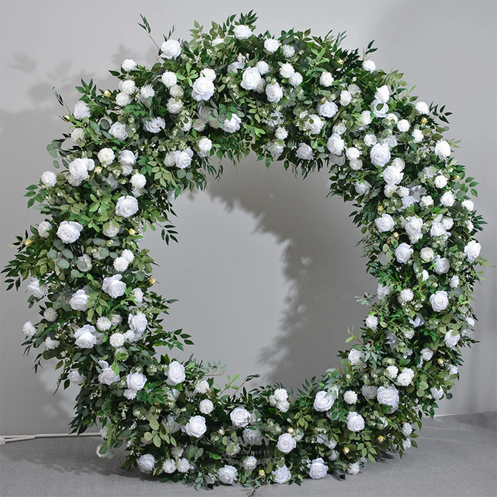Greenery Leaf Round Wedding Flower Arch Backdrop Flower Arbor Floral Circle Moongate Wedding Party Events