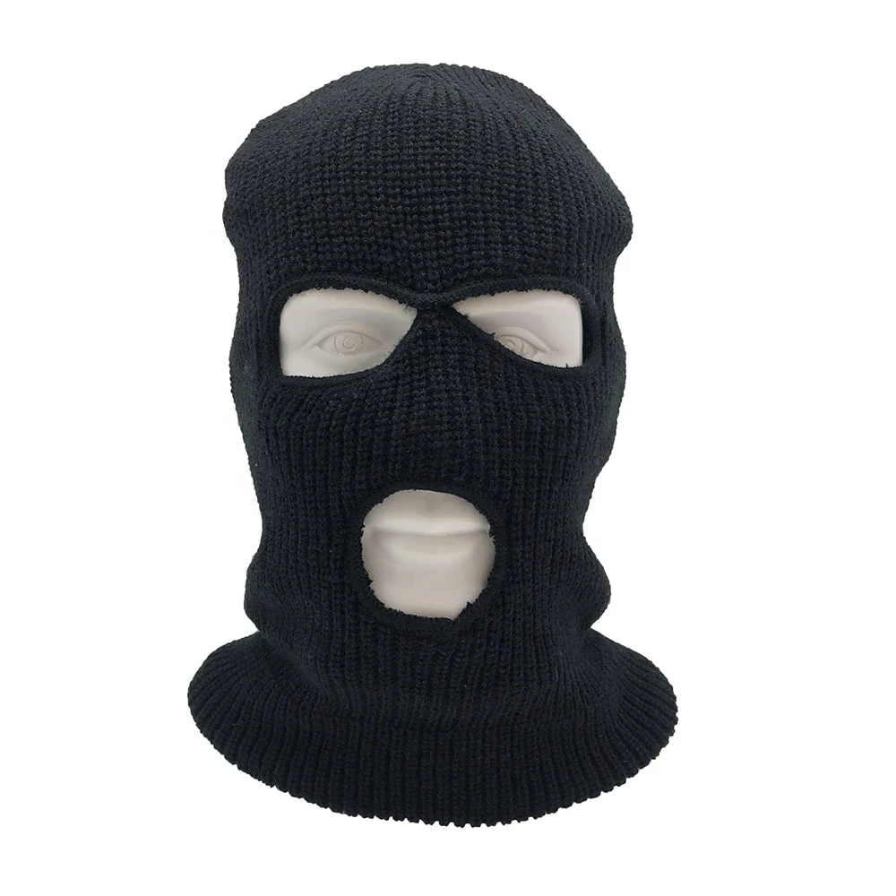 Black Color Knitted Sew 3 Holes Best Selling Balaclava Masks Made In Pakistan