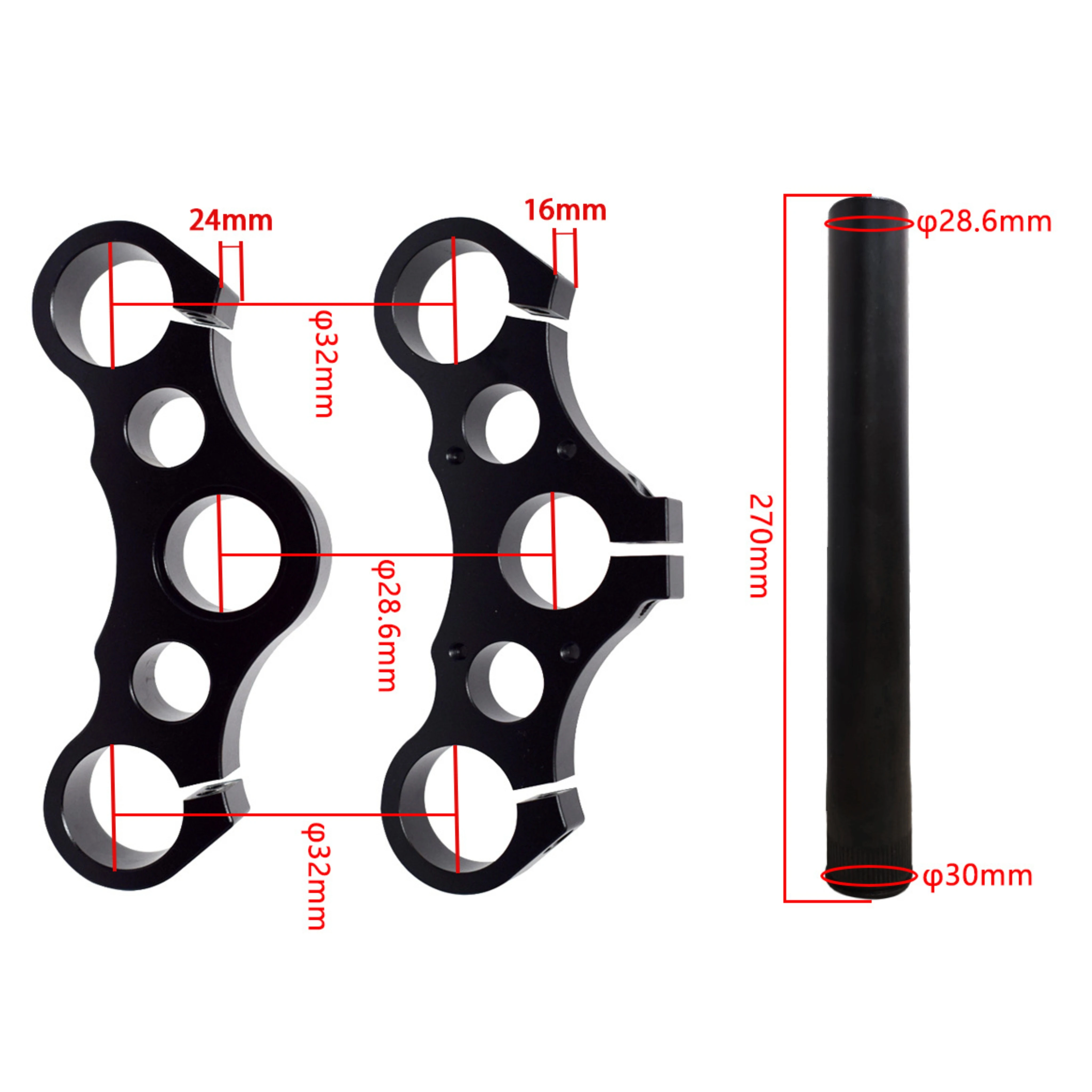 OEM ODM Motor Bike Double Shoulder DH Fork Triple Clamp 32mm Stanchion Aluminum Alloy Motorcycle Triple Clamps