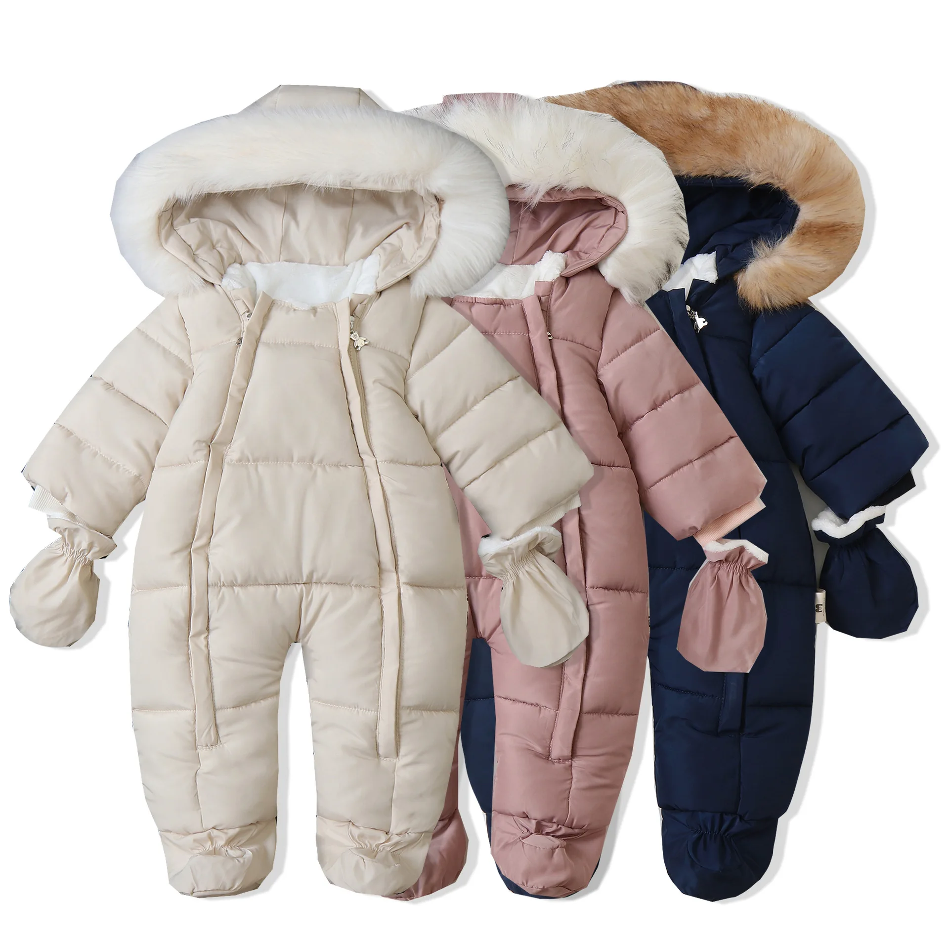 Wholesales High Quality Winter Warm Soft Baby Winter outwear Snowsuit Baby Boys Jumpsuit Baby Girls Overalls clothes
