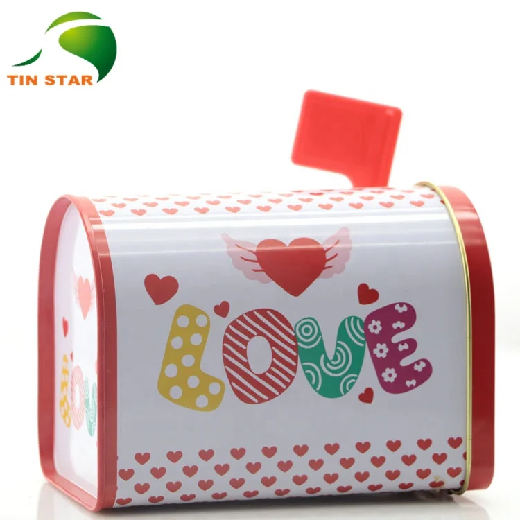 Custom Multipurpose Christmas Metal Mailbox Shape Sweet Candy Gift Tin Box Container