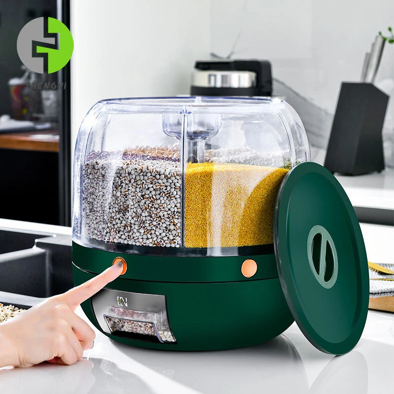 Divided Rice Bucket Rotating Grain Rice Storage Box Insect proof and Moisture proof Kitchen Food Storage Containers Carton 27*26