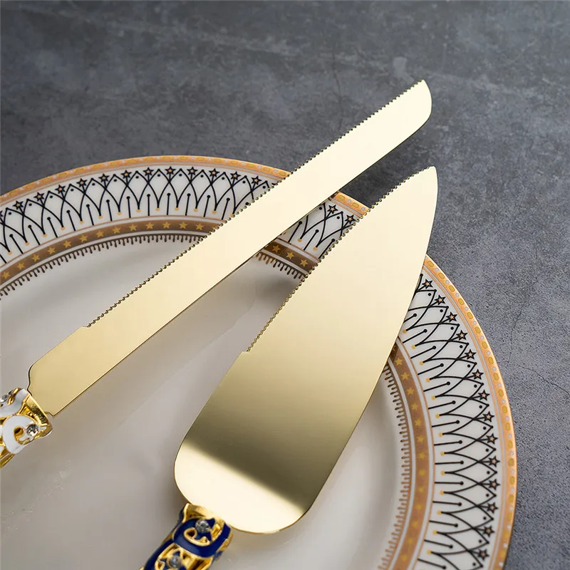 Высококачественная пищевая лопата из нержавеющей стали с кристаллами, нож для свадебного торта и Сервировочный набор для заклинивания