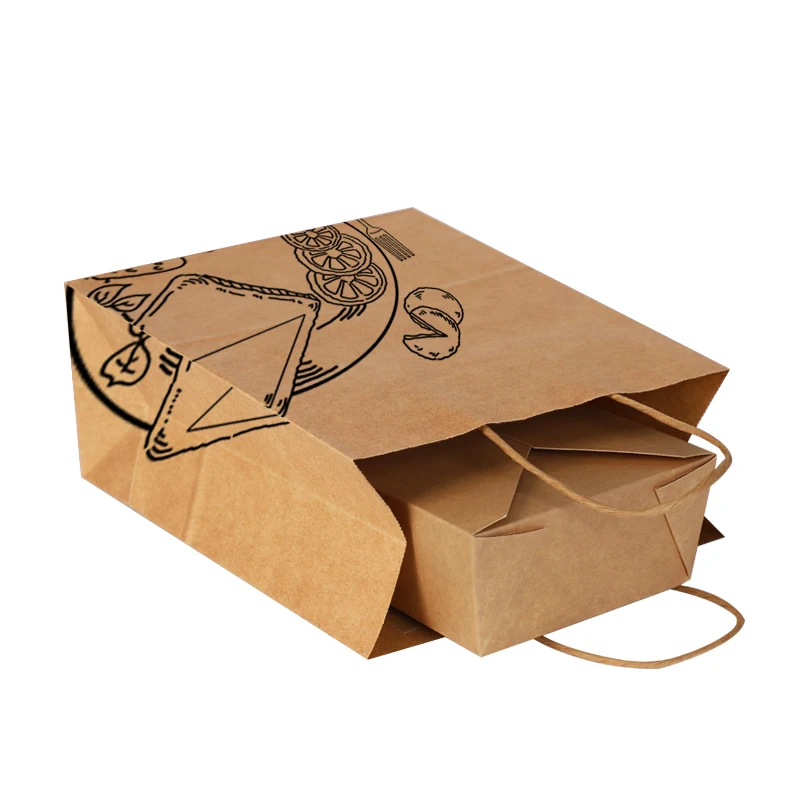 Machines making kraft paper bag wholesale kraft food packing bag with handle