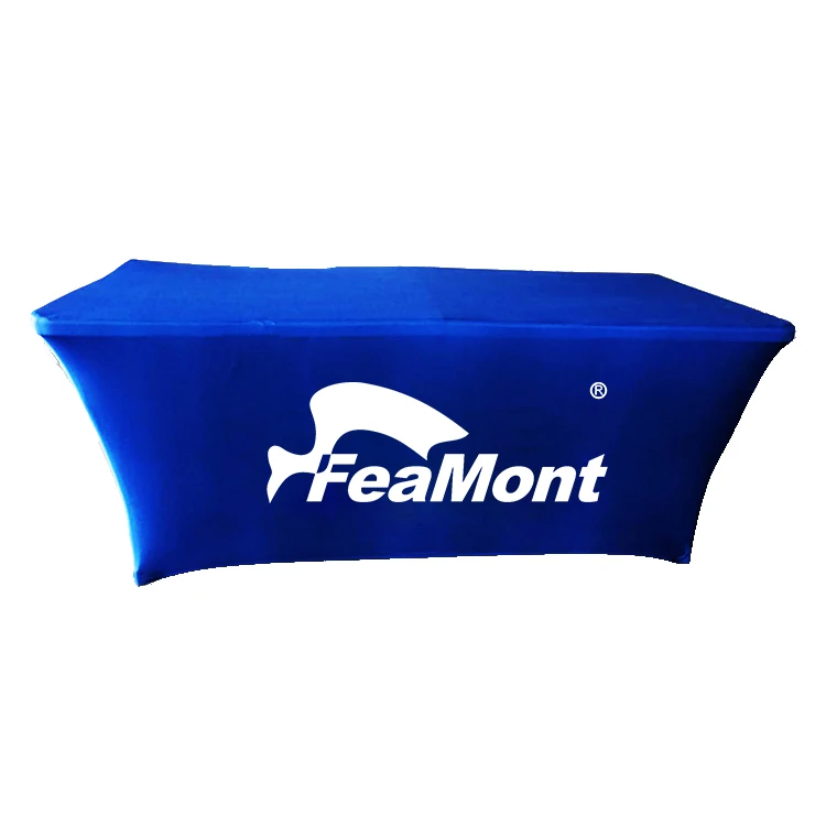 FEAMONT Custom Logo Tablecloth Full Color Printing Elastic Table Cover Events Banquets Weddings Advertising Message Table Cloth