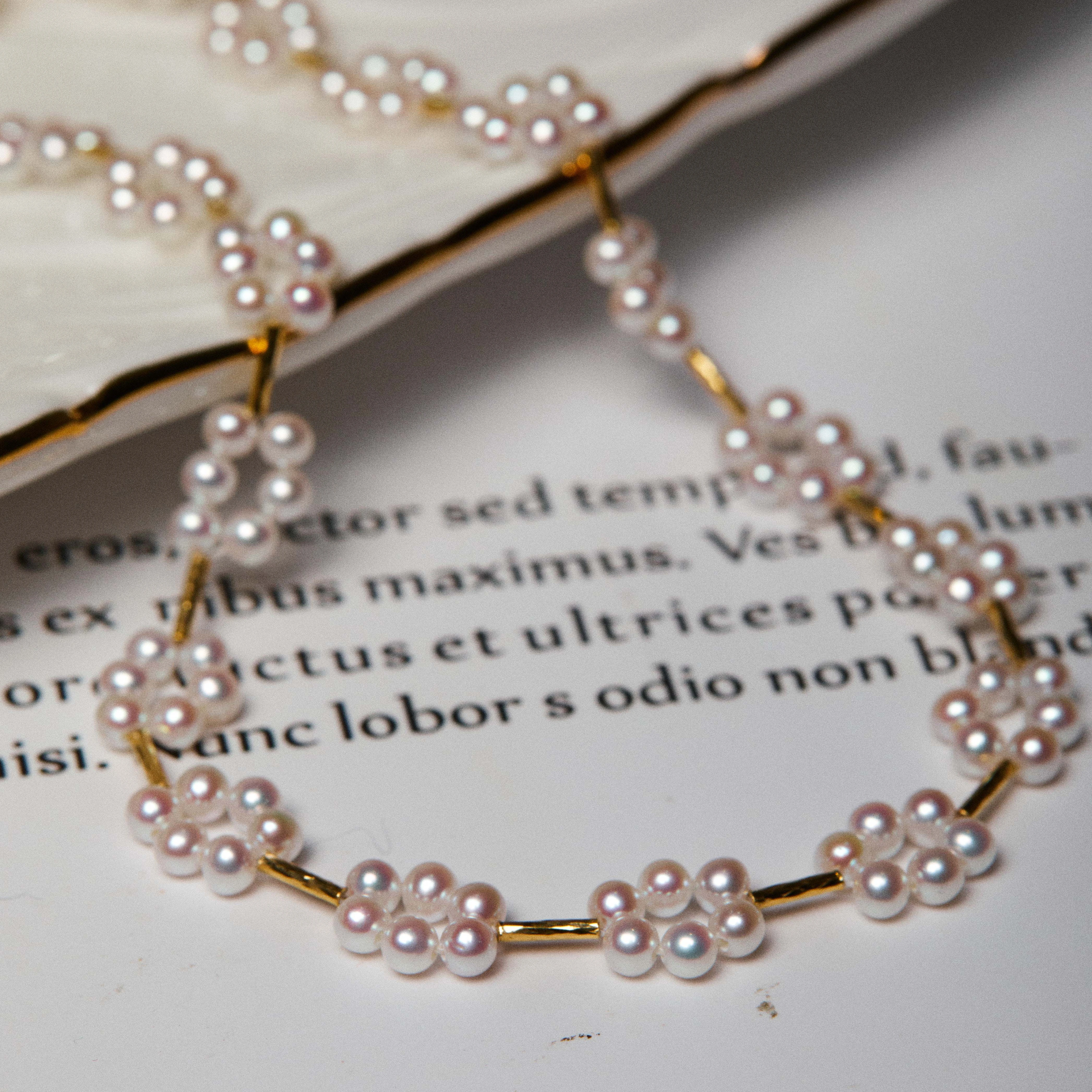 New product 18k solid gold choker freshwater flower pearl necklace for girls fashion jewelry for women custom pearl necklace