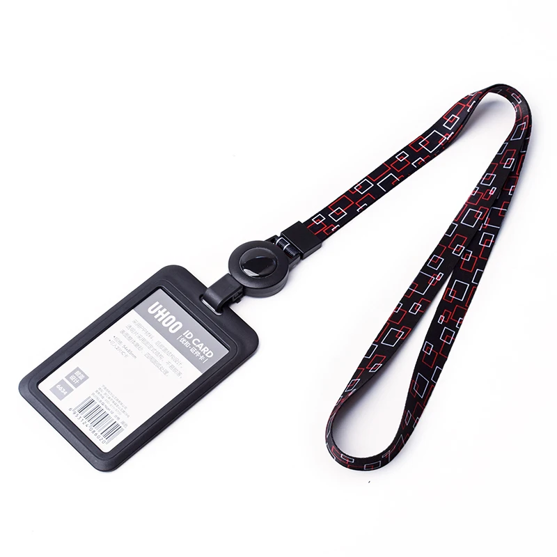 Custom Logo Design Polyester ID Badge Lanyard with Plastic Retractable Reel