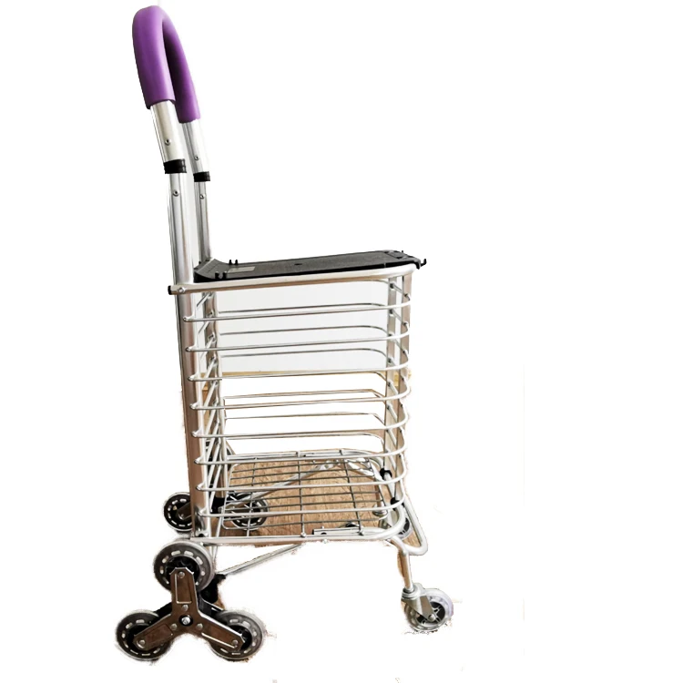 Складная тележка-корзина из алюминиевого сплава с дизайном сиденья