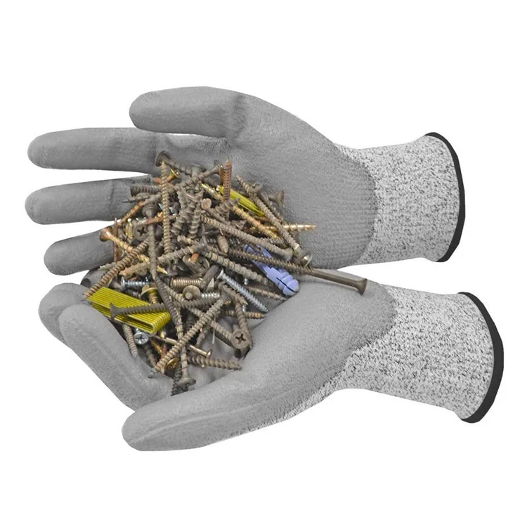 PU palm coated glass handling tool construction anti-cut level 5 protection safety cut resistant gloves