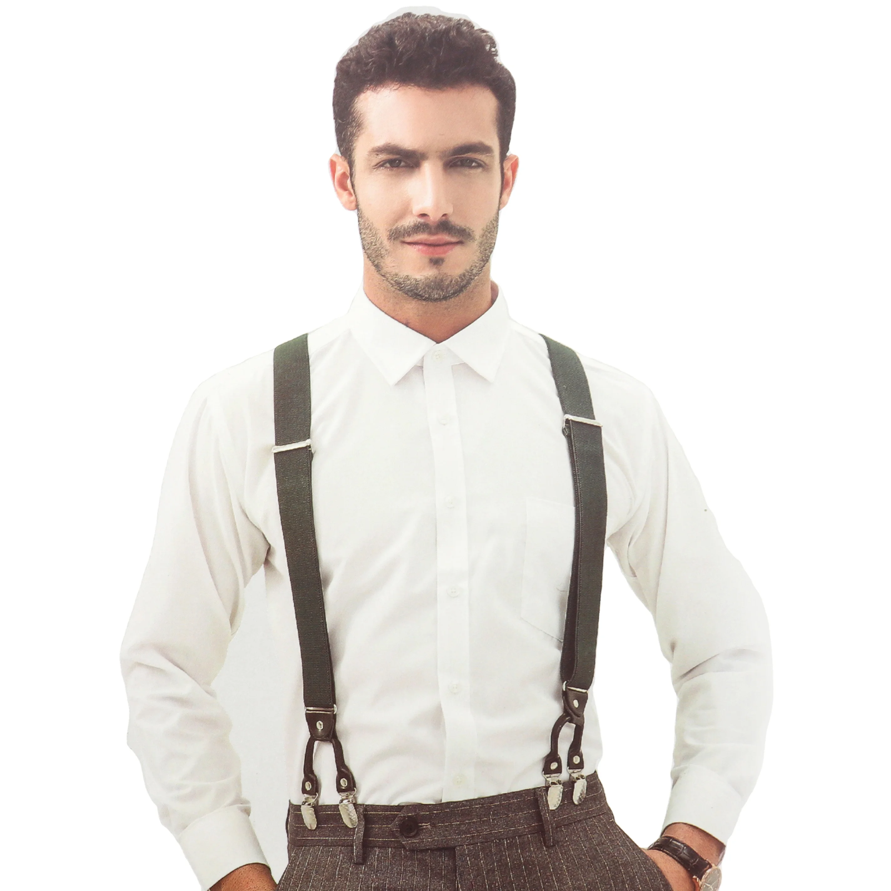 Classic 6 Clips 3.5cm Width Wide Men Suspenders Vintage Brace Luxury Trousers Strap Male Gift Accessories Daily Top Quality