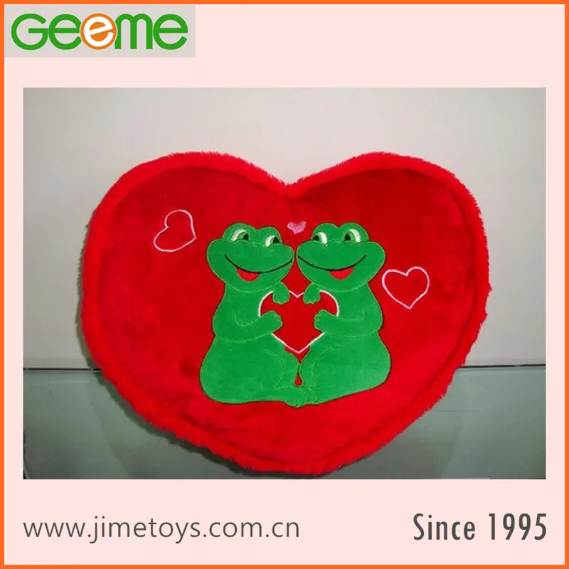 JM7876-4 Red Heart Shaped Pillow with Embroidering Double Dog Wedding