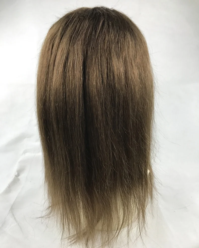 hot sale 14inch freestyle tangle free pure indian human hair brown color full lace women wigs with bangs