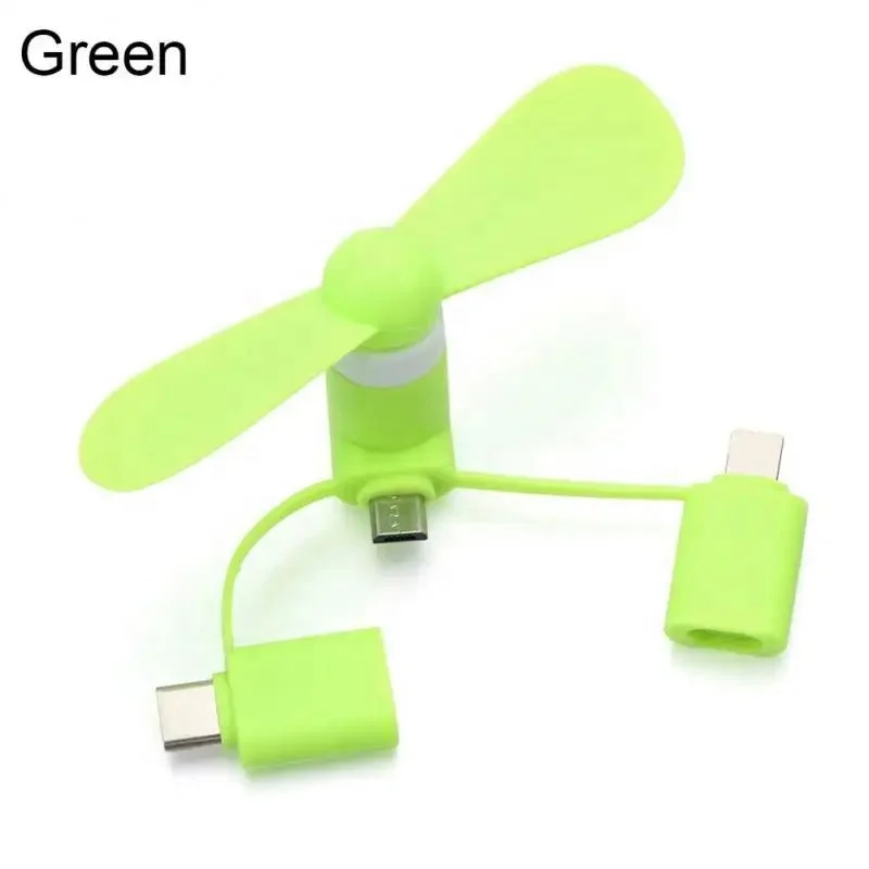 3 IN 1 Mini USB Fan Travel Portable Cell Phone Mini Fan Cooling Cooler for Android Type-c iPhone