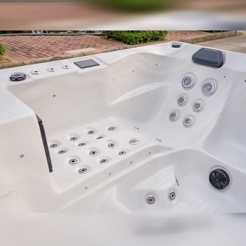 Square acrylic shell whirlpool bath tubs blower hydro-massage jacuzzii 6 person speaker bathtubs