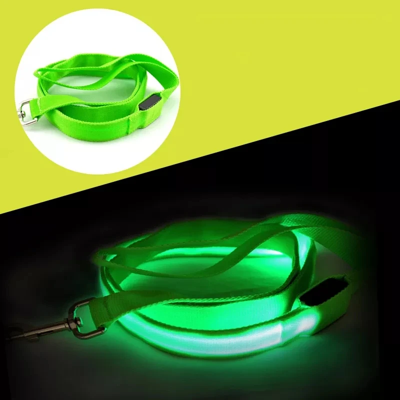 Led Dog Glow In Dark Adjustable Luminous Collar Light Up Dog Leashes Night Glowing Usb Rechargeable Led Dog Leash
