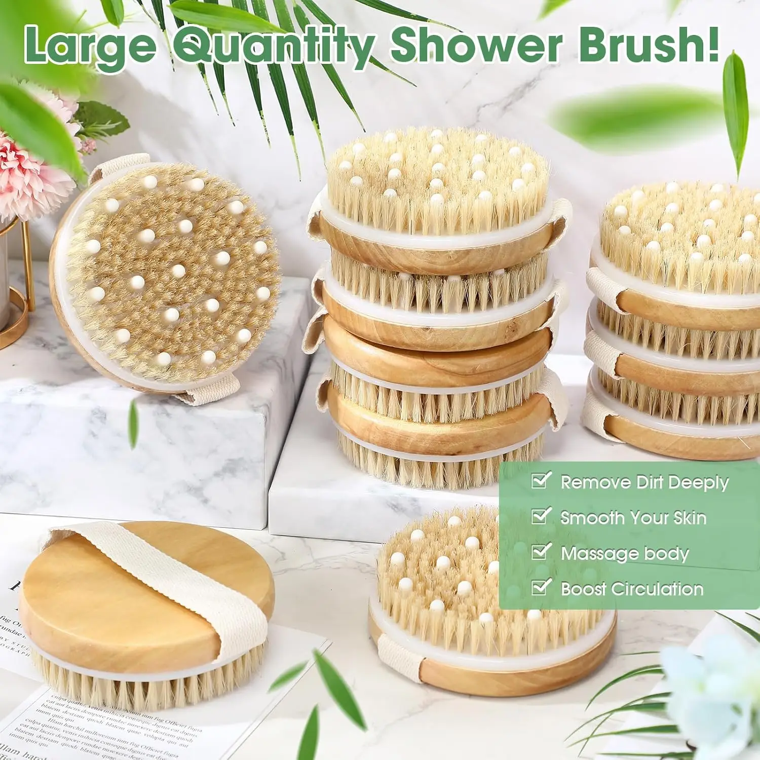 Wholesale 100% nature high quality boar bristle body brush private label bath brush
